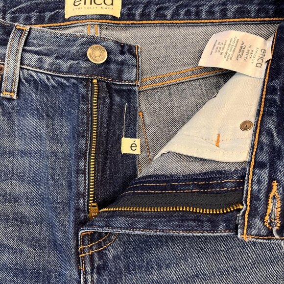 Etica Rhea Mid Rise Straight Leg Jeans Size 25 Dark Wash Cotton Blend Denim - Picture 9 of 13